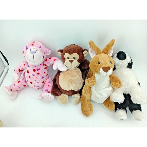 Lot of 12 Russ Berrie Gantz Plush Stuffed Animals Monkey Kangaroo Rabbit Giraffe - Picture 3 of 5